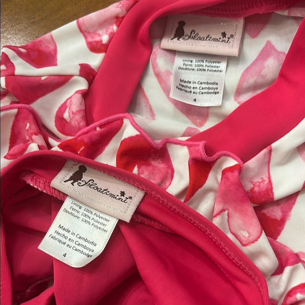 Floatimini Pink and Red Rashguard Swim Set - Picture 11 of 13